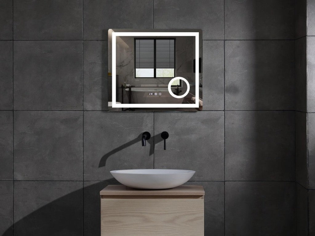 Iris | LED Badkamerspiegel – Met Digitale Klok, Voorverlichting & Verwarming - 80cm tot 200 cm breed