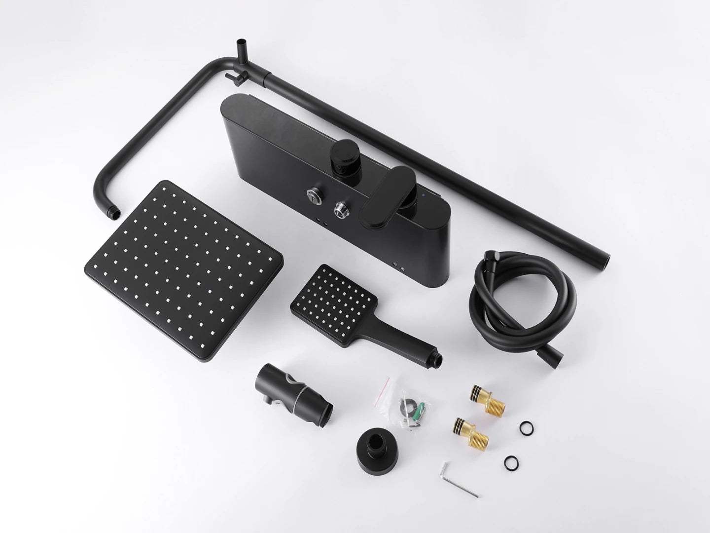 Design Regendouche Mat Zwart Set Lava – 3 functies – Mengkraan – Luxe Digitaal Display - Zonder stroom