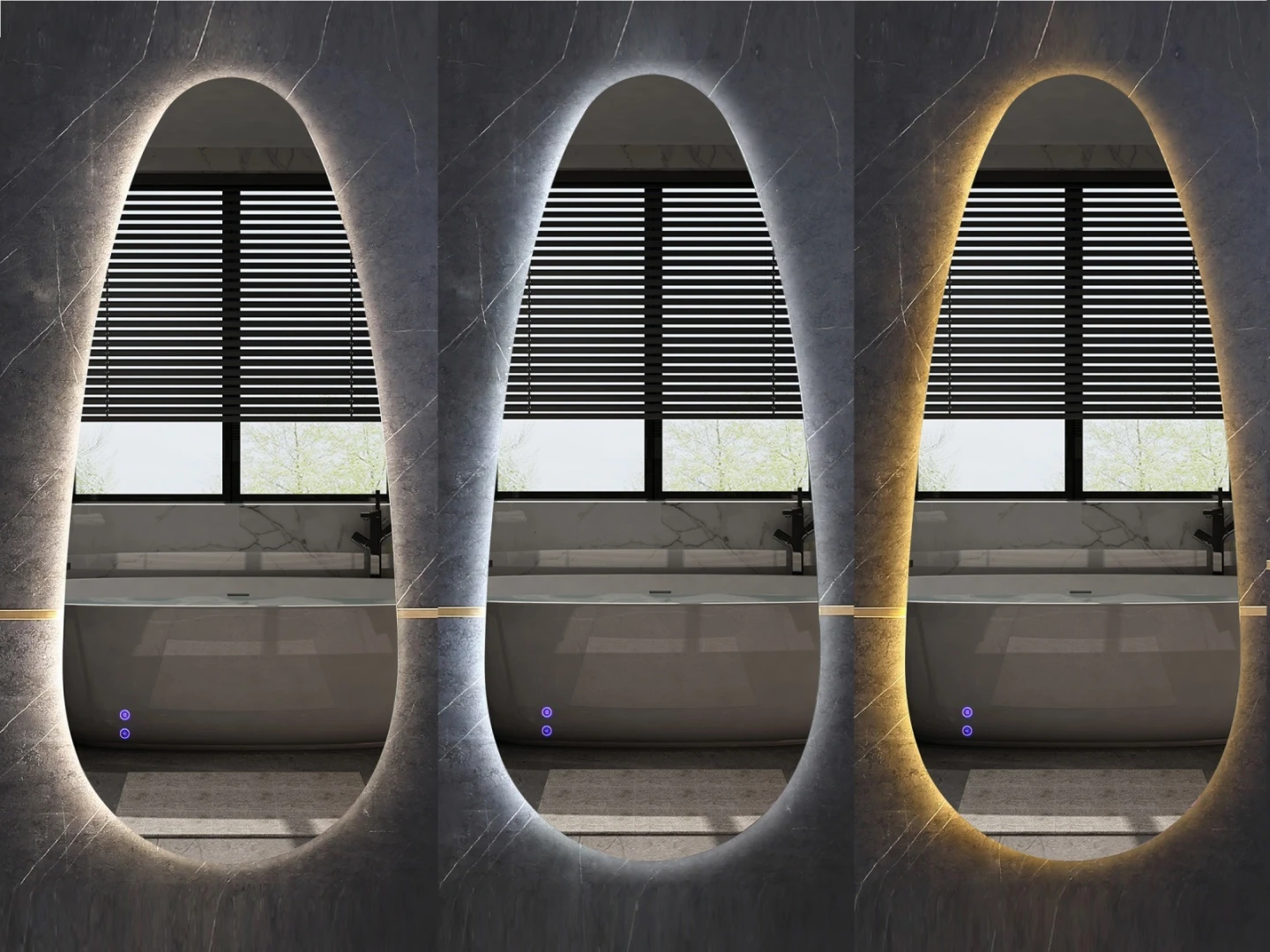 Darla Links | LED Badkamerspiegel – Organisch Design met Verwarming & Touchbediening – 80cm tot 180 cm breed