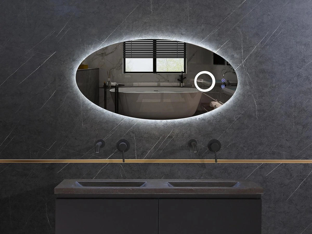 Etty | LED Badkamerspiegel – Organisch Design met Vergrotingsspiegel & Verwarming