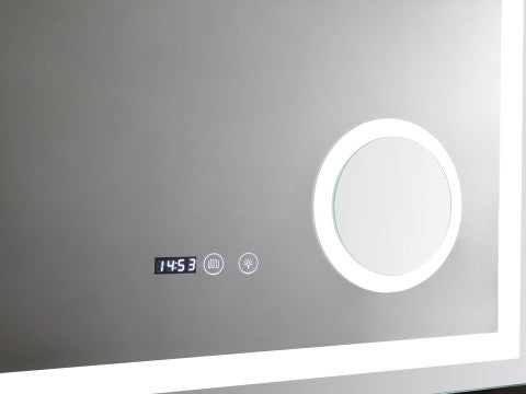 Iris | LED Badkamerspiegel – Met Digitale Klok, Voorverlichting & Verwarming - 80cm tot 200 cm breed