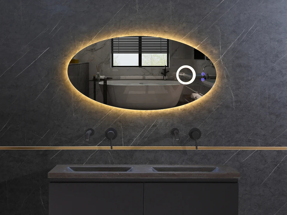 Etty | LED Badkamerspiegel – Organisch Design met Vergrotingsspiegel & Verwarming