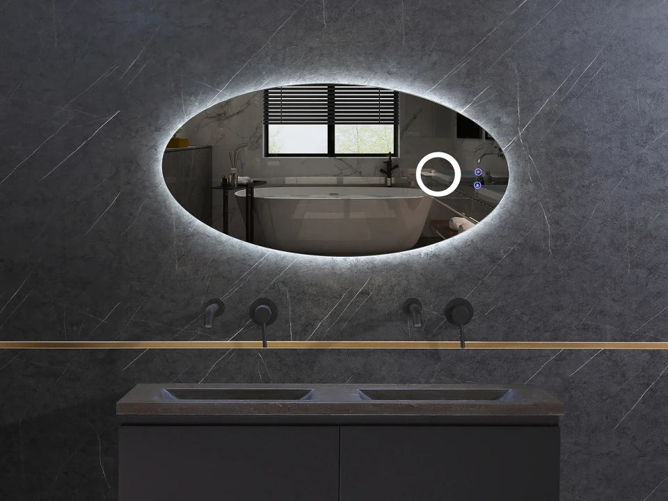 Etty | LED Badkamerspiegel – Organisch Design met Vergrotingsspiegel & Verwarming