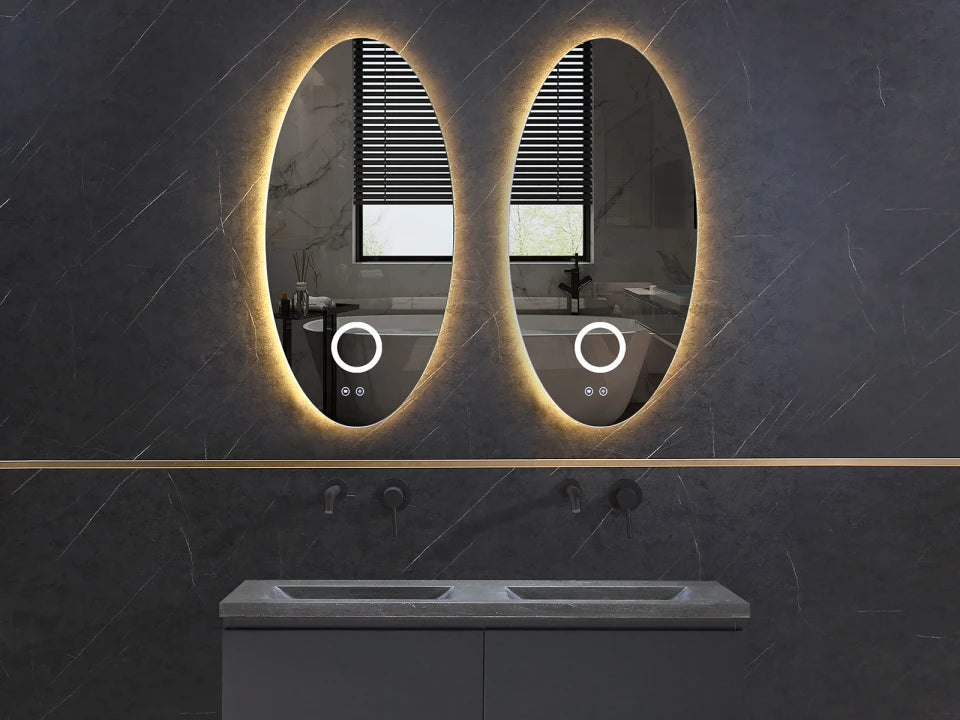 Etty | LED Badkamerspiegel – Organisch Design met Vergrotingsspiegel & Verwarming