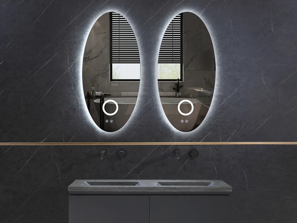 Etty | LED Badkamerspiegel – Organisch Design met Vergrotingsspiegel & Verwarming