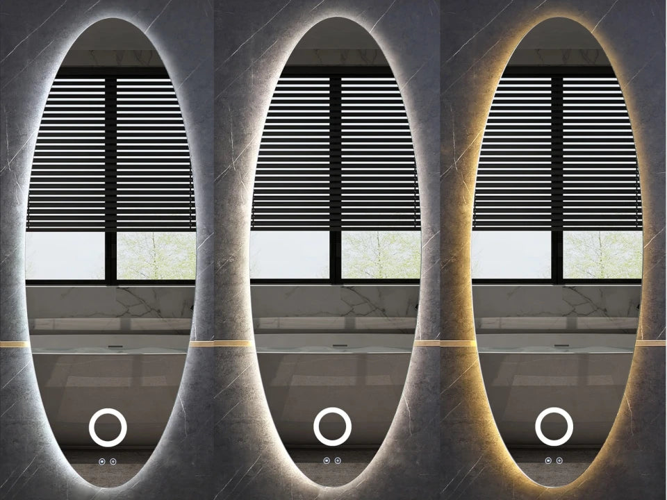 Etty | LED Badkamerspiegel – Organisch Design met Vergrotingsspiegel & Verwarming