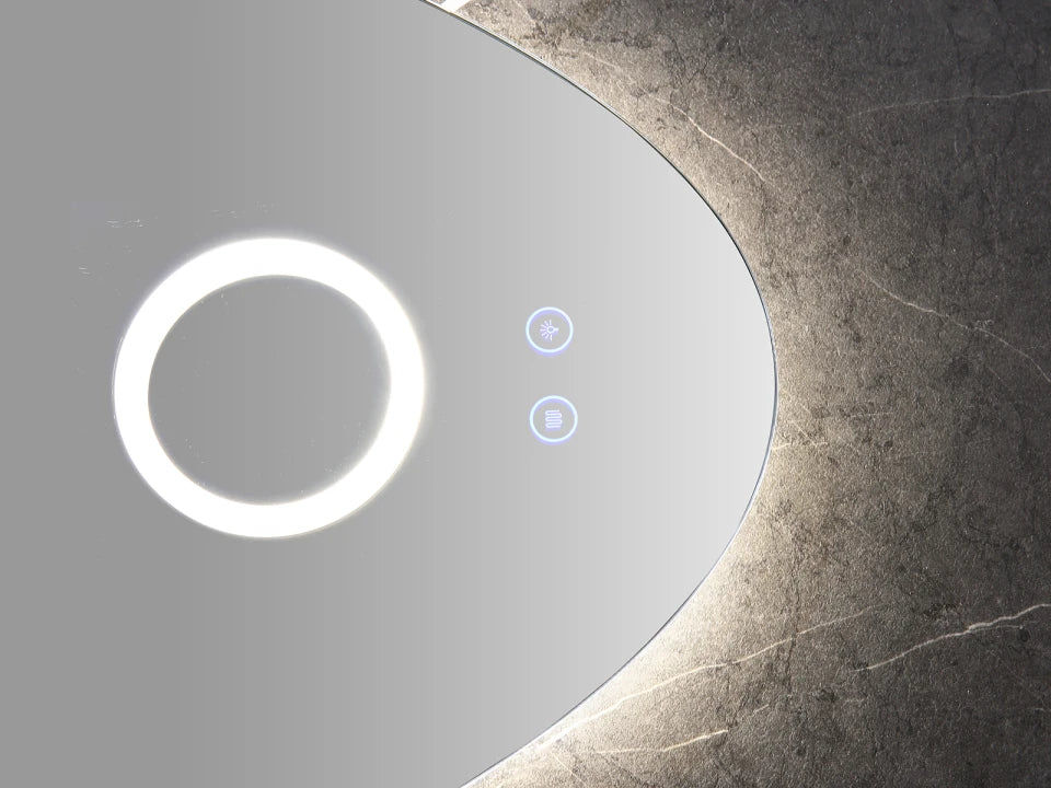 Etty | LED Badkamerspiegel – Organisch Design met Vergrotingsspiegel & Verwarming