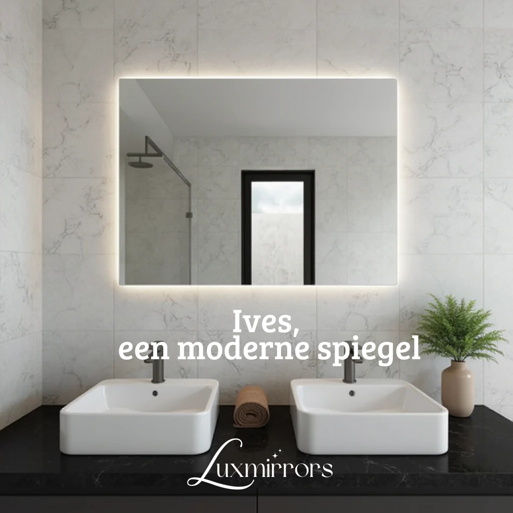 Iris | LED Badkamerspiegel – Met Digitale Klok, Voorverlichting & Verwarming - 80cm tot 200 cm breed