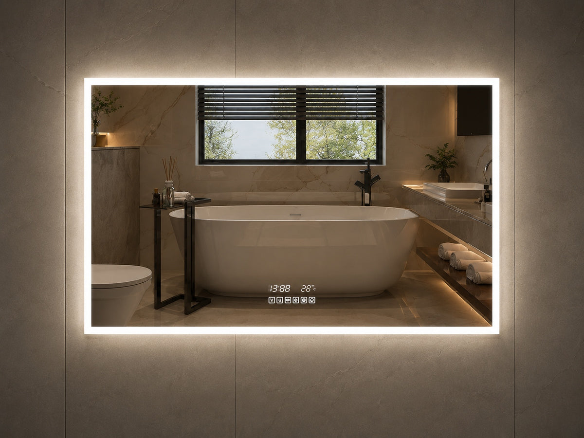 Arezzo Pro Sound | Bluetooth LED Badkamerspiegel Met Verwarming & Touchbediening – 80cm tot 180 cm breed