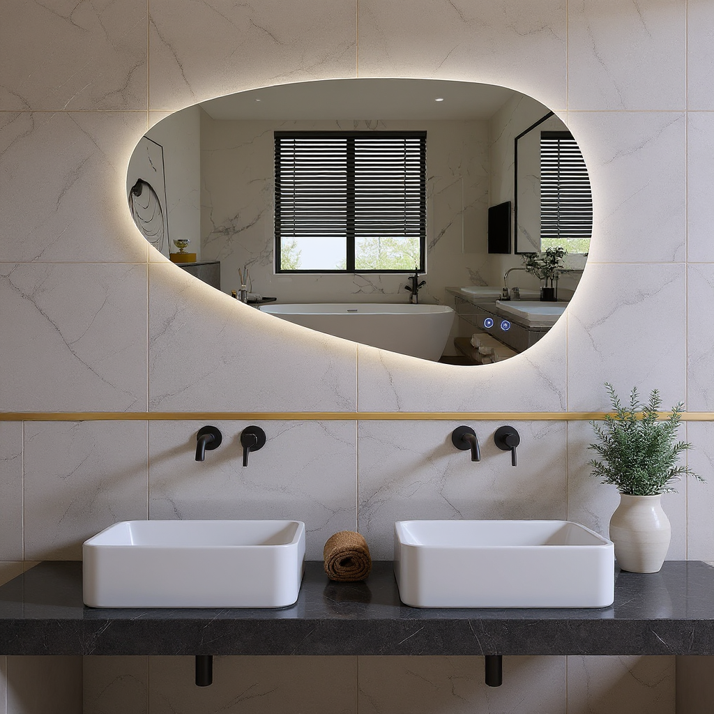 Darla | LED Badkamerspiegel – Organisch Design met Verwarming & Touchbediening – 80cm tot 180 cm breed