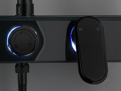Design Regendouche Mat Zwart Set Lava – 3 functies – Mengkraan – Luxe Digitaal Display - Zonder stroom