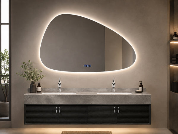 Siena | LED Badkamerspiegel met Klok, Verwarming & Touchbediening - 80cm tot 180cm  breed