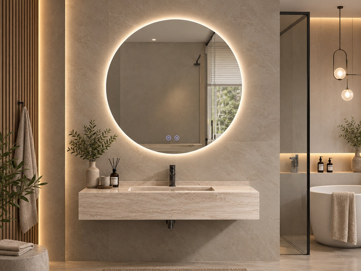 Bellagio | LED Badkamerspiegel met Verwarming & Touchbediening – 80cm tot 120 cm diameter