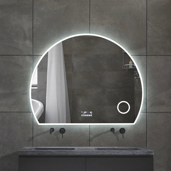 Hannah | LED Badkamerspiegel – Bluetooth & Speakers, Halfrond Design met Verwarming & 3 Kleuren Dimbaar – 80cm tot 120cm breed
