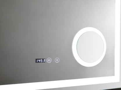 Iris | LED Badkamerspiegel – Met Digitale Klok, Voorverlichting & Verwarming - 80cm tot 200 cm breed