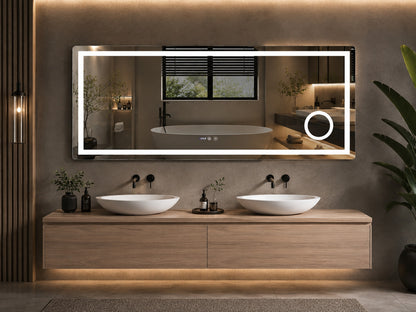 Verona | LED Badkamerspiegel met Voorverlichting & Verwarming - 80cm tot 200 cm breed