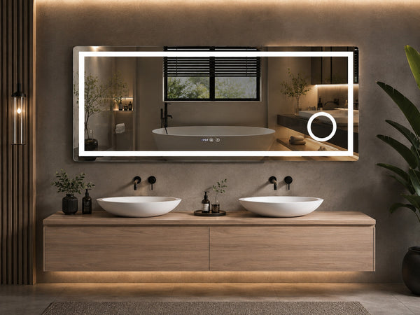 Verona | LED Badkamerspiegel met Voorverlichting & Verwarming - 80cm tot 200 cm breed