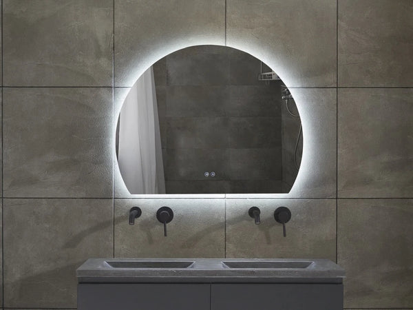 Hannah | LED Badkamerspiegel – Halfrond condensvrij & 3 kleuren dimbaar – 80cm tot 140cm breed