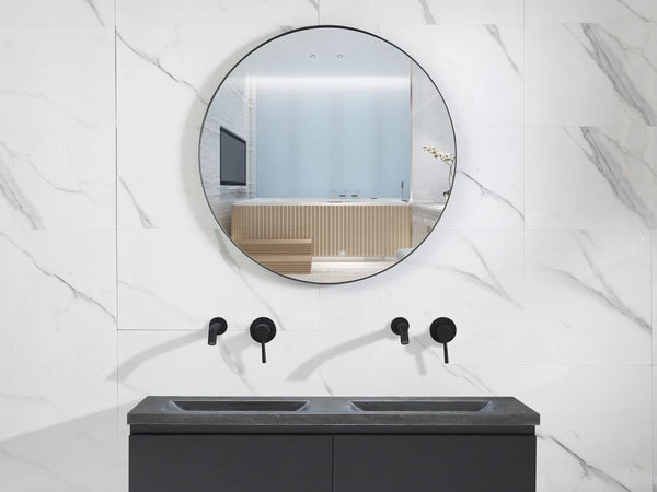 Badkamerspiegel met zwarte rand | Betty – 50cm tot 100cm diameter