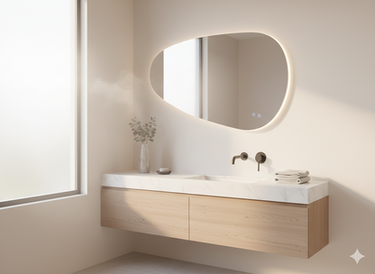 Darla Rechts | LED Badkamerspiegel – Organisch Design met Verwarming & Touchbediening – 80cm tot 180 cm breed