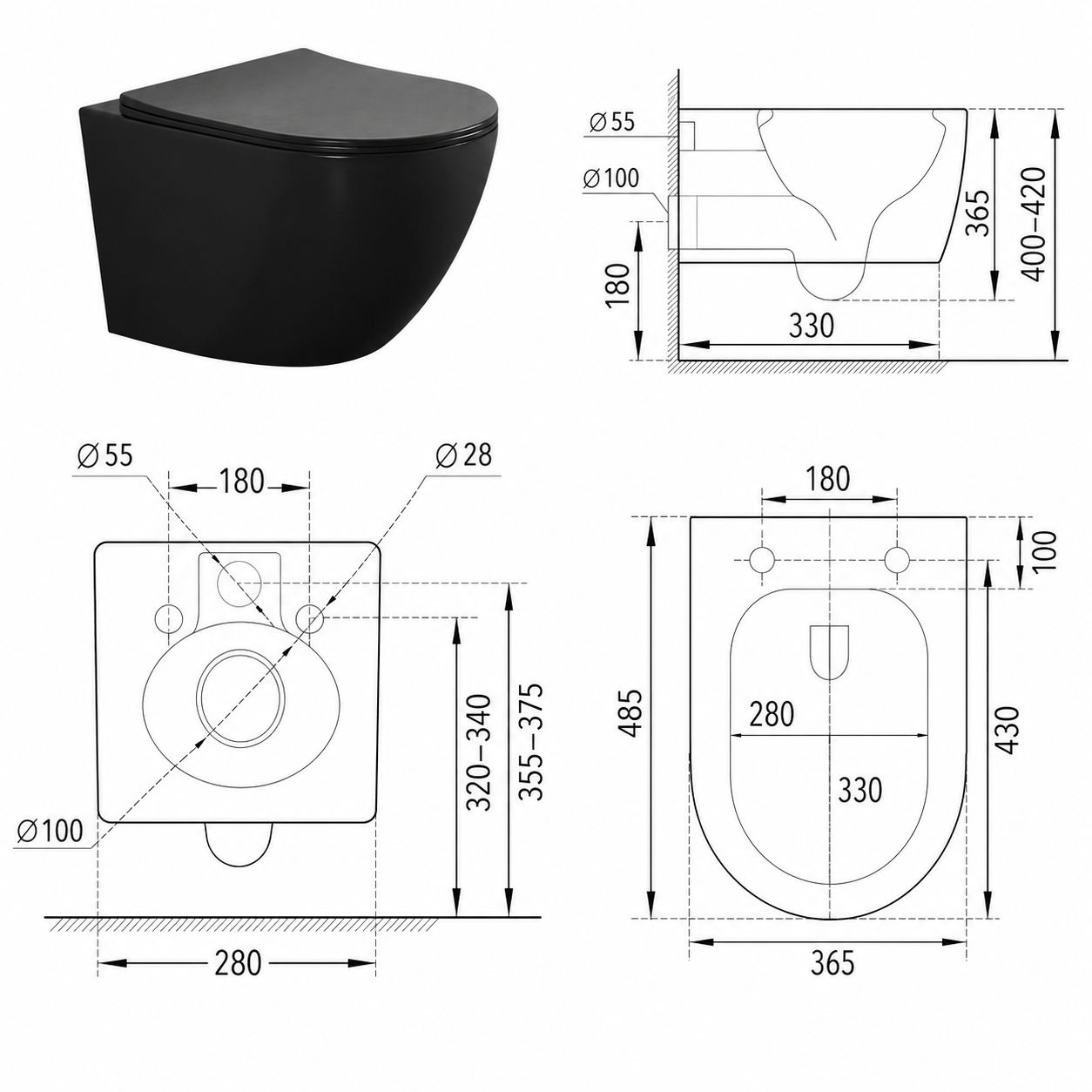 Hangend Rimless Toilet | Brian – Softclose Zitting, Keramiek