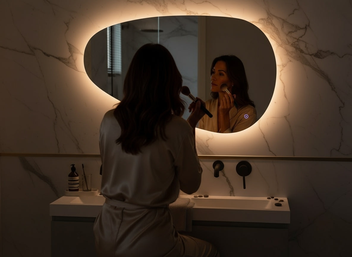 Darla Rechts | LED Badkamerspiegel – Organisch Design met Verwarming & Touchbediening – 80cm tot 180 cm breed