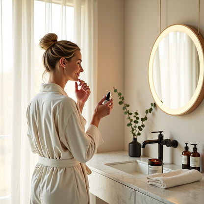 Digitale klok Badkamerspiegel Julia – Rond – Mat Zwart – LED Verlichting & Verwarming – 50 - 120 cm