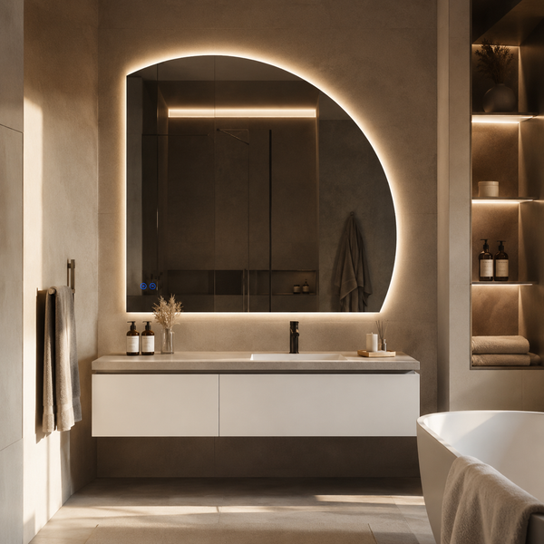 Padova XL I LED Badkamerspiegel  Luxe Halfrond Design met Verlichting – 150x150cm